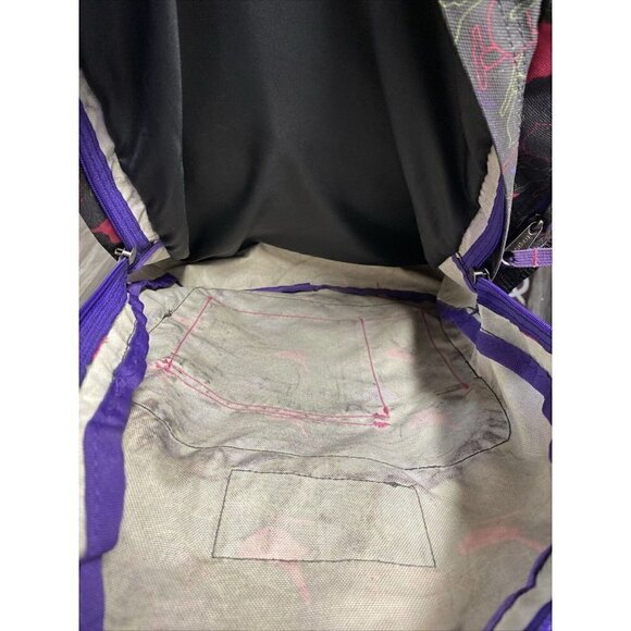 JanSport Black Pink and Purple Birds Large Backpack - Picture 12 of 12